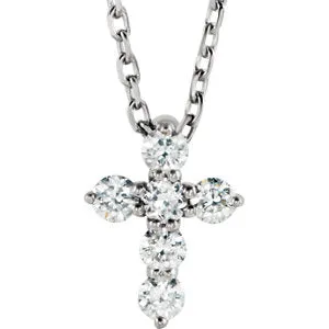 Sterling Silver 8.7x6.6 mm 1/6 CTW Diamond Cross 16-18" Necklace