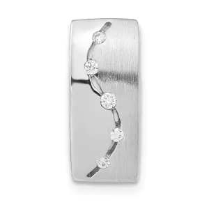 Sterling Silver Brushed And Polished CZ Slide