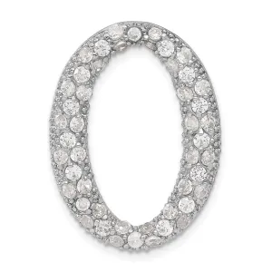 Sterling Silver CZ Oval Chain Slide Pendant