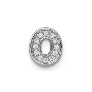 Sterling Silver Rhodium-plated CZ Letter O Initial Slide Charm