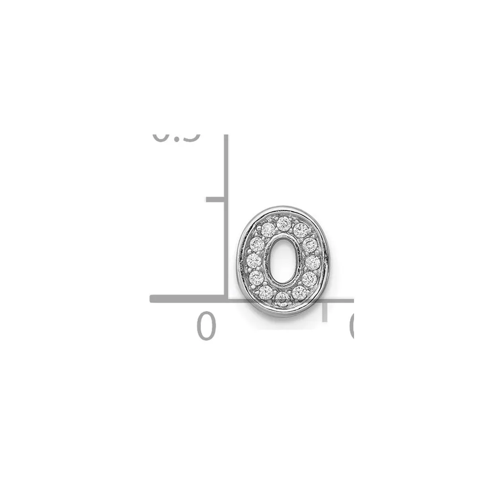 Sterling Silver Rhodium-plated CZ Letter O Initial Slide Charm
