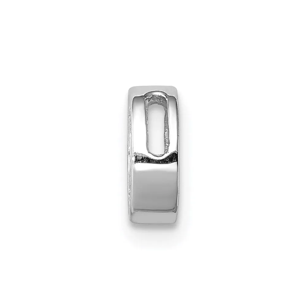 Sterling Silver Rhodium-plated CZ Letter O Initial Slide Charm