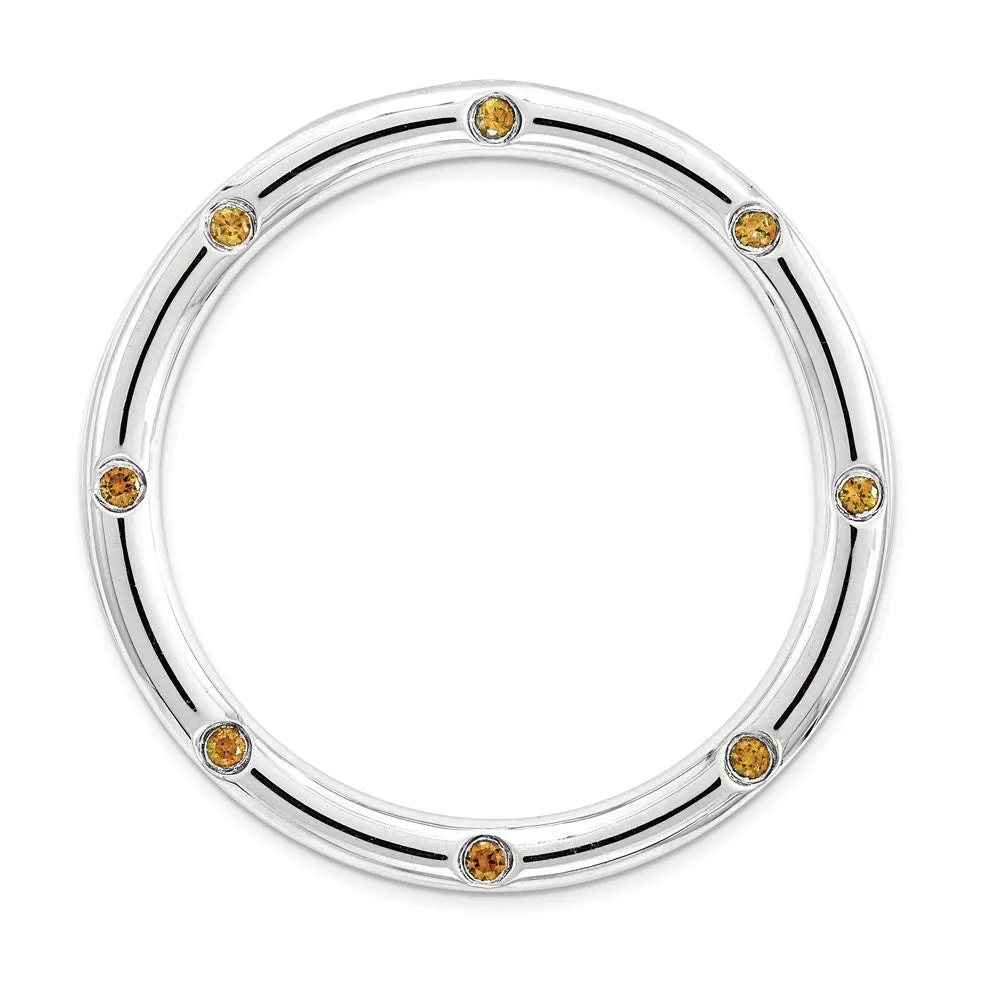 Sterling Silver Stackable Expressions Large Polished Citrine Chain Slide
