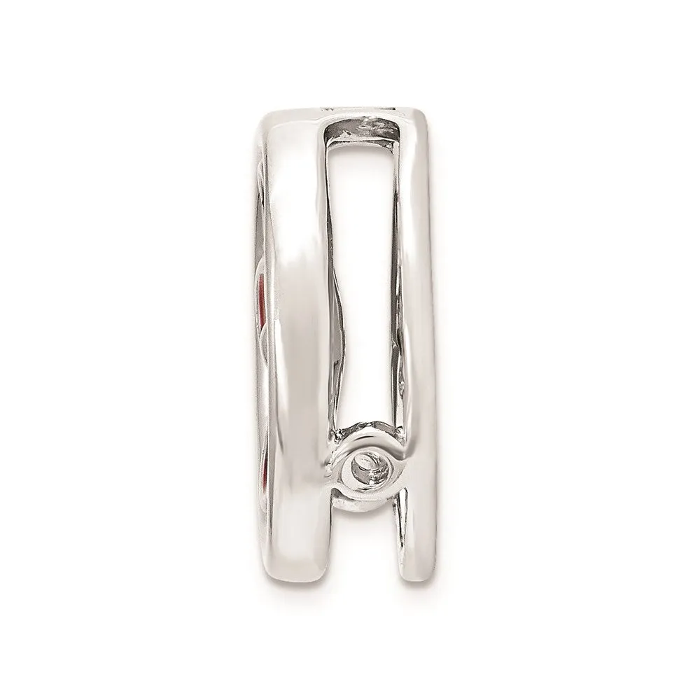 Sterling Silver Stackable Expressions Sm Red Enameled Flower Chain Slide