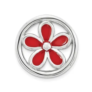 Sterling Silver Stackable Expressions Sm Red Enameled Flower Chain Slide