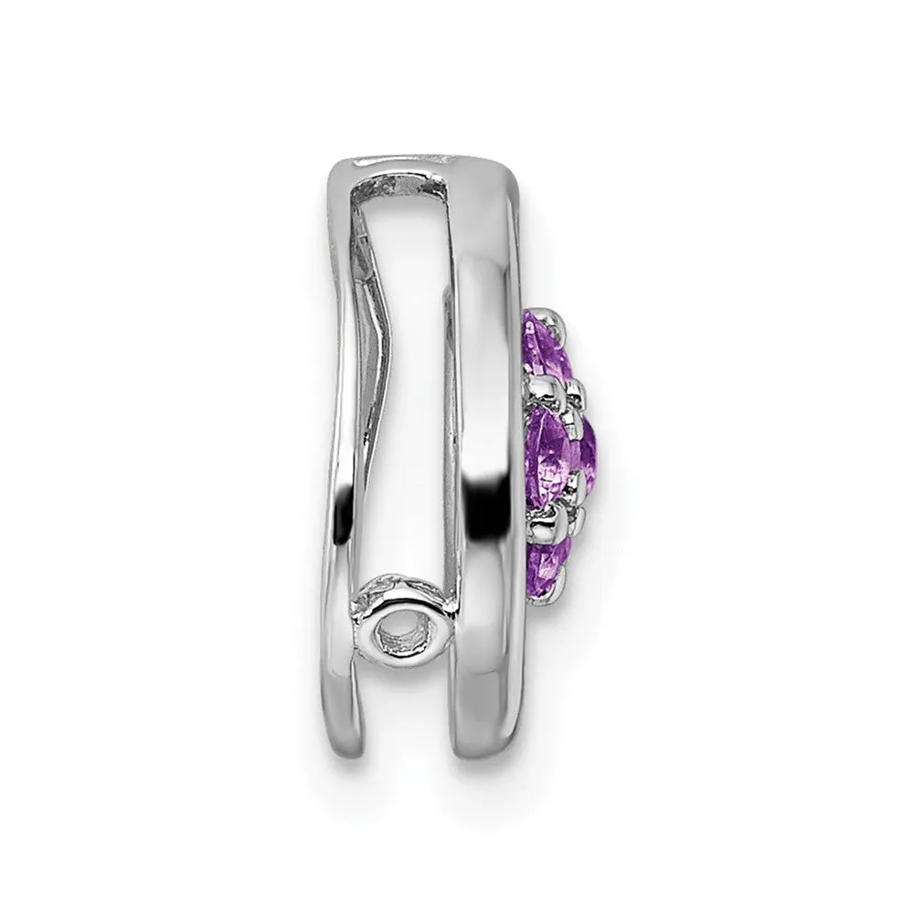 Sterling Silver Stackable Expressions Small Polished Amethyst Chain Slide