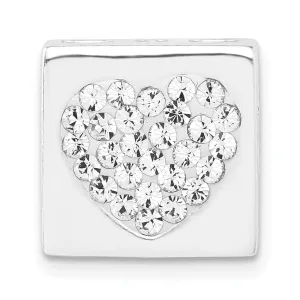 Sterling Silver Stellux Crystal Heart Square Slide Pendant