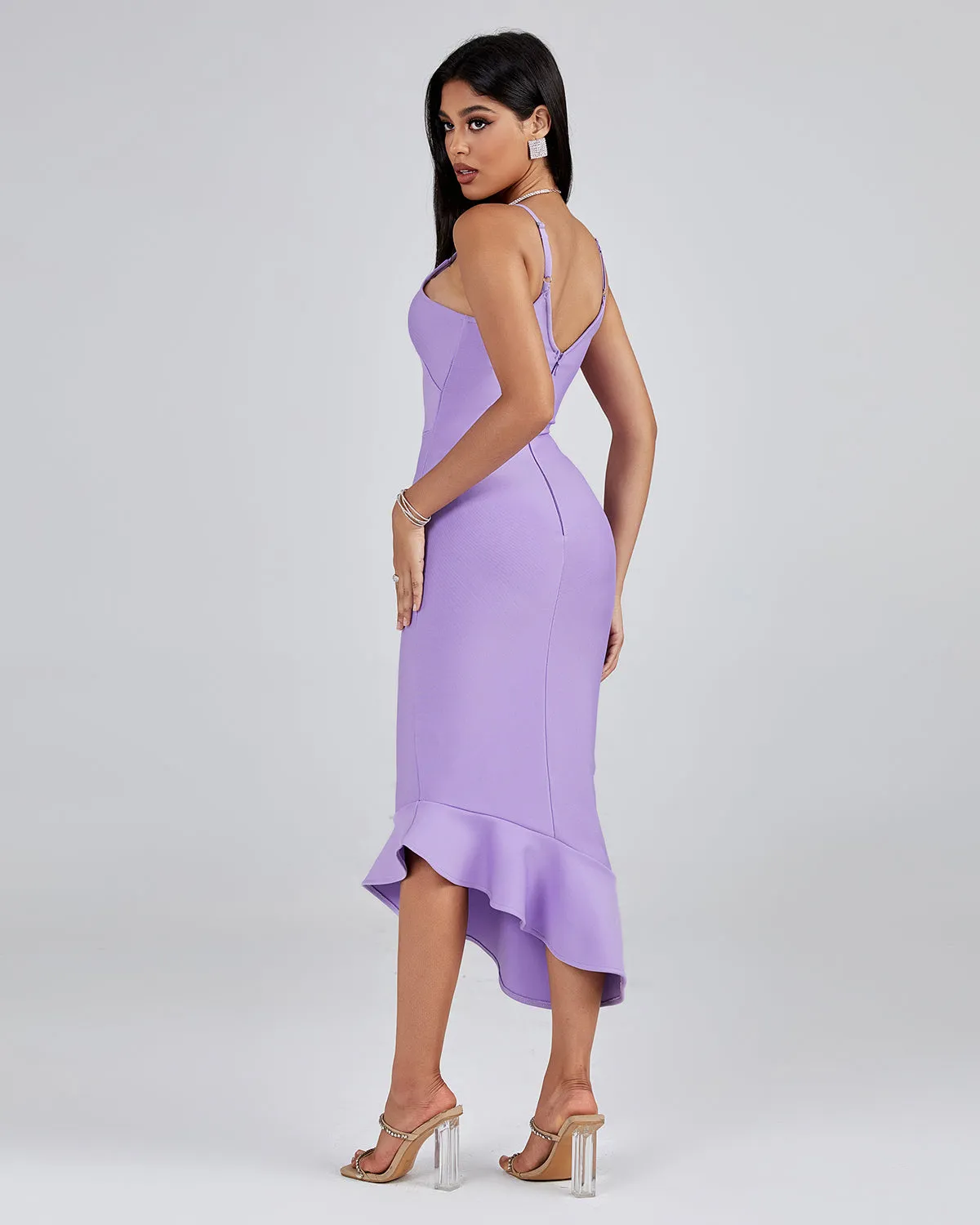 Strappy Fishtail Midi Bandage Dress