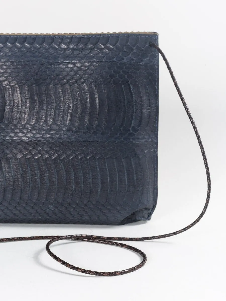 strappy pouch - navy watersnake