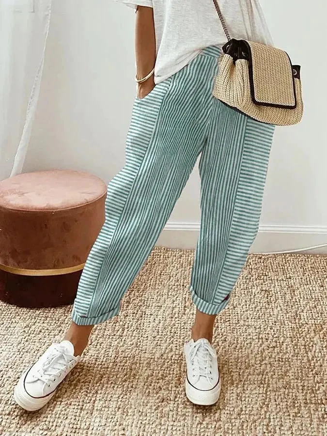 Striped Casual Pants | Lightweight | Relaxed Fit