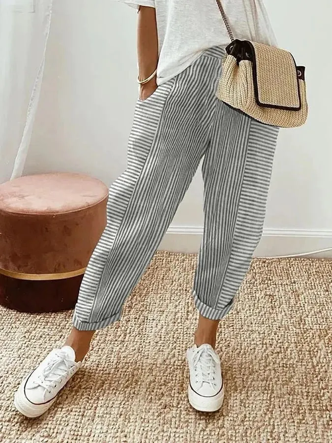 Striped Casual Pants | Lightweight | Relaxed Fit