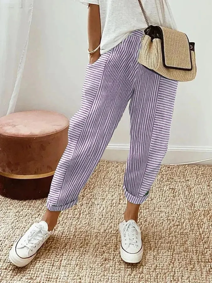 Striped Casual Pants | Lightweight | Relaxed Fit