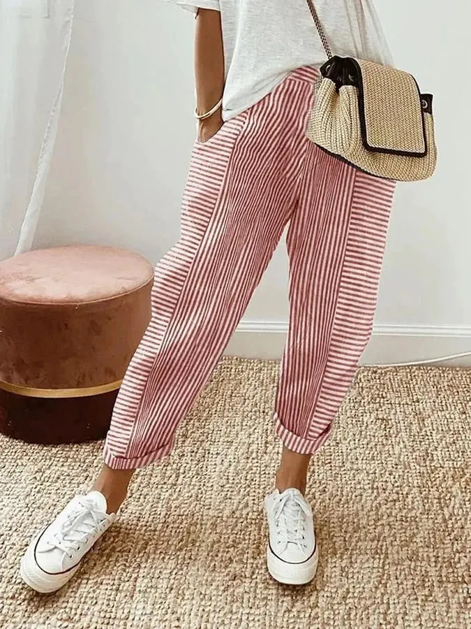 Striped Casual Pants | Lightweight | Relaxed Fit