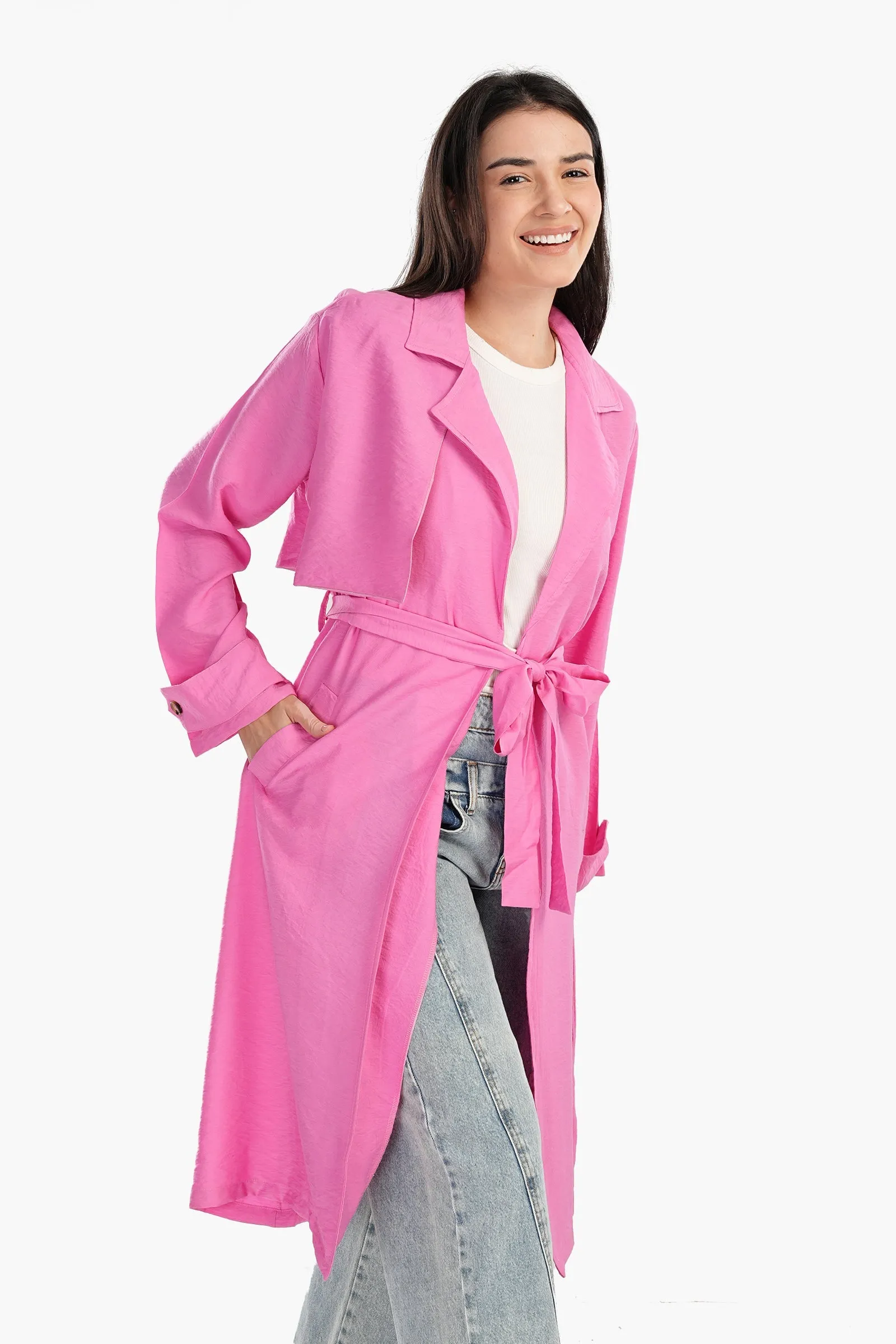 Summer Lightweight Trench Coat - Pink