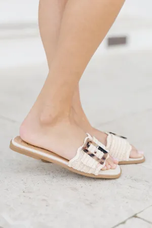 Sun And Sand Natural Woven Slide Sandals