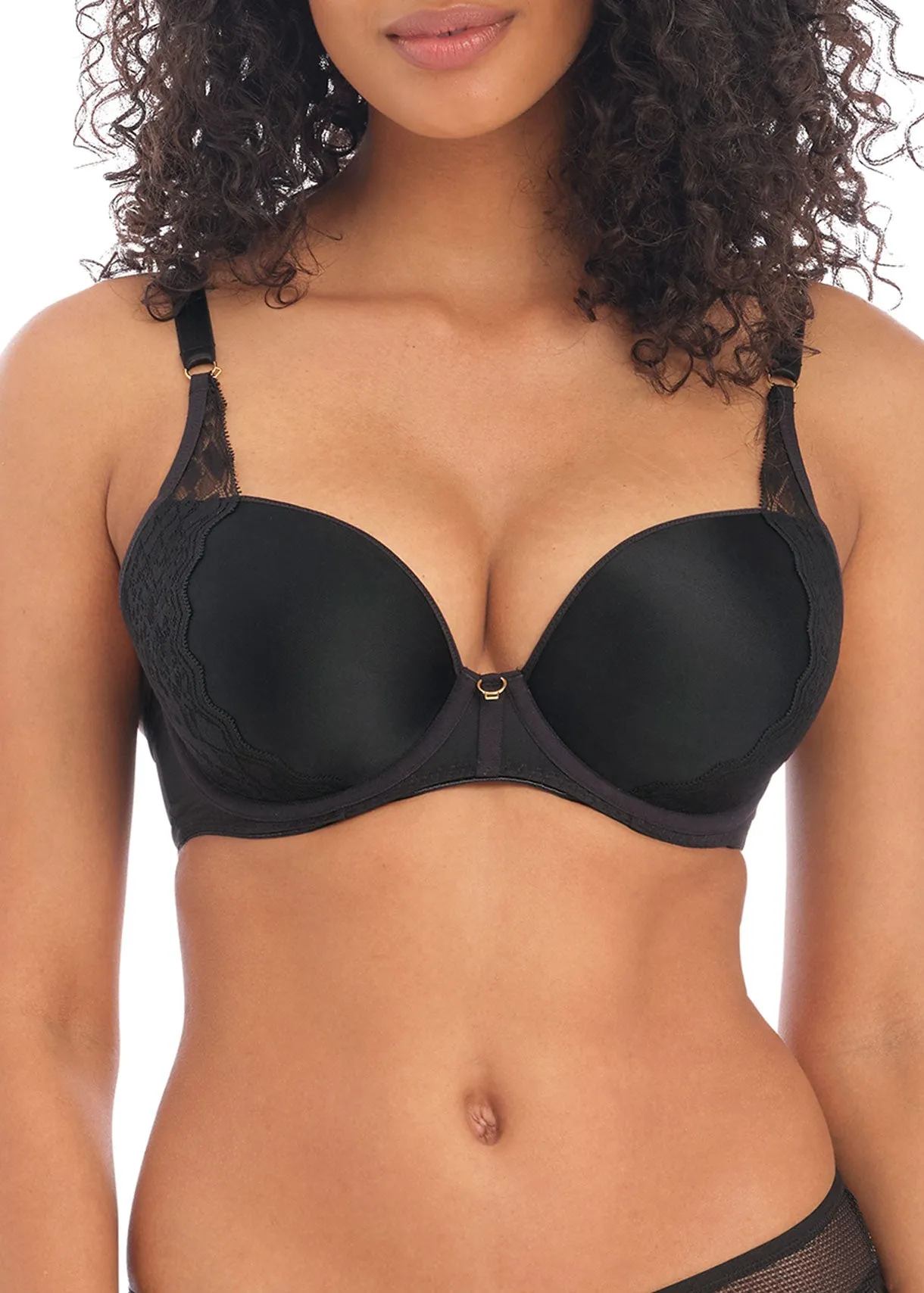 Temptress Plunge Moulded Bra With Removable Cup Straps In Black - Freya