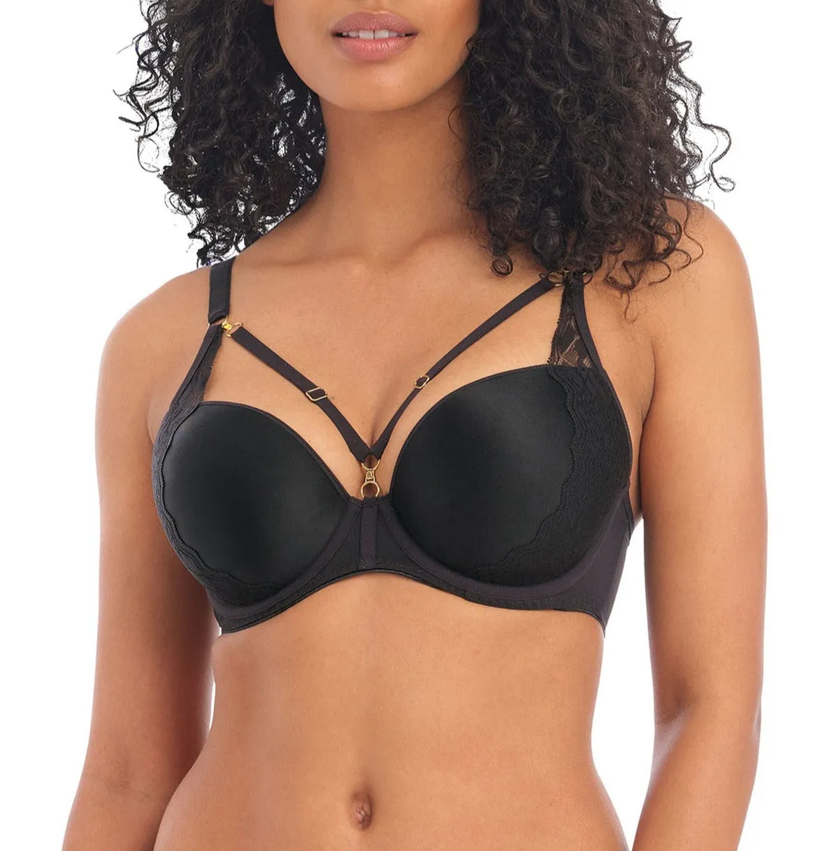Temptress Plunge Moulded Bra With Removable Cup Straps In Black - Freya