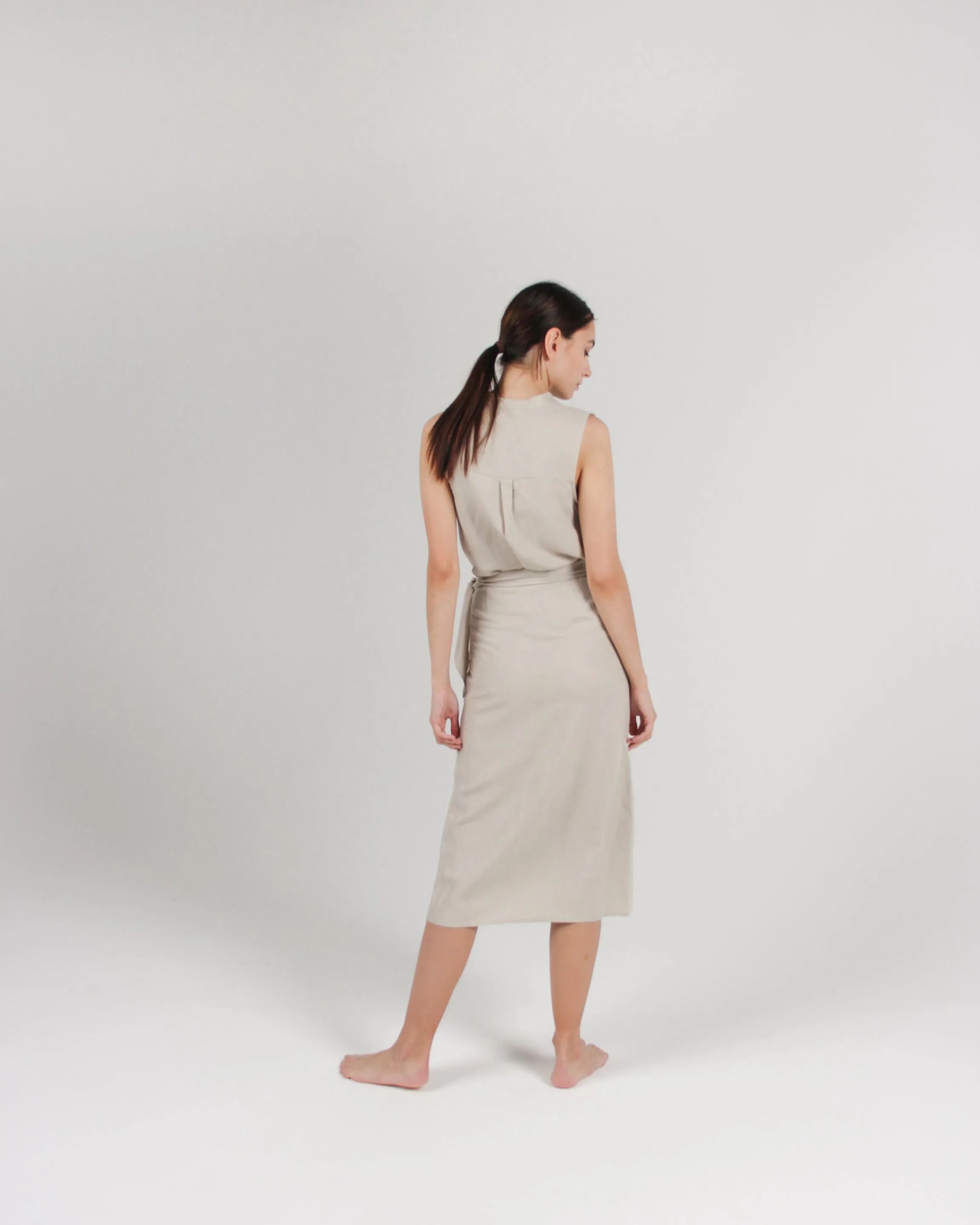 The Midi Wrap Pareo Wrap Skirt in Bone