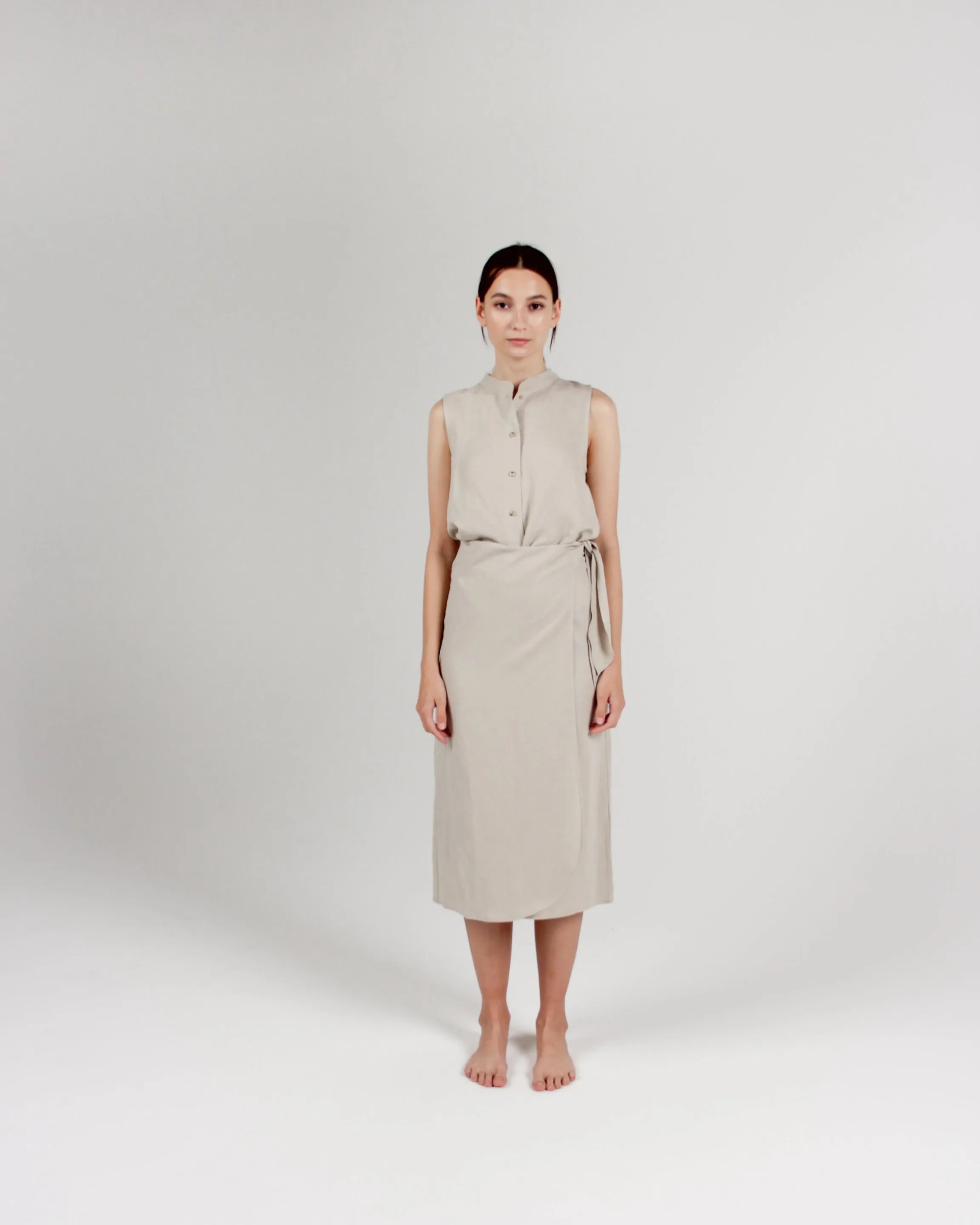 The Midi Wrap Pareo Wrap Skirt in Bone