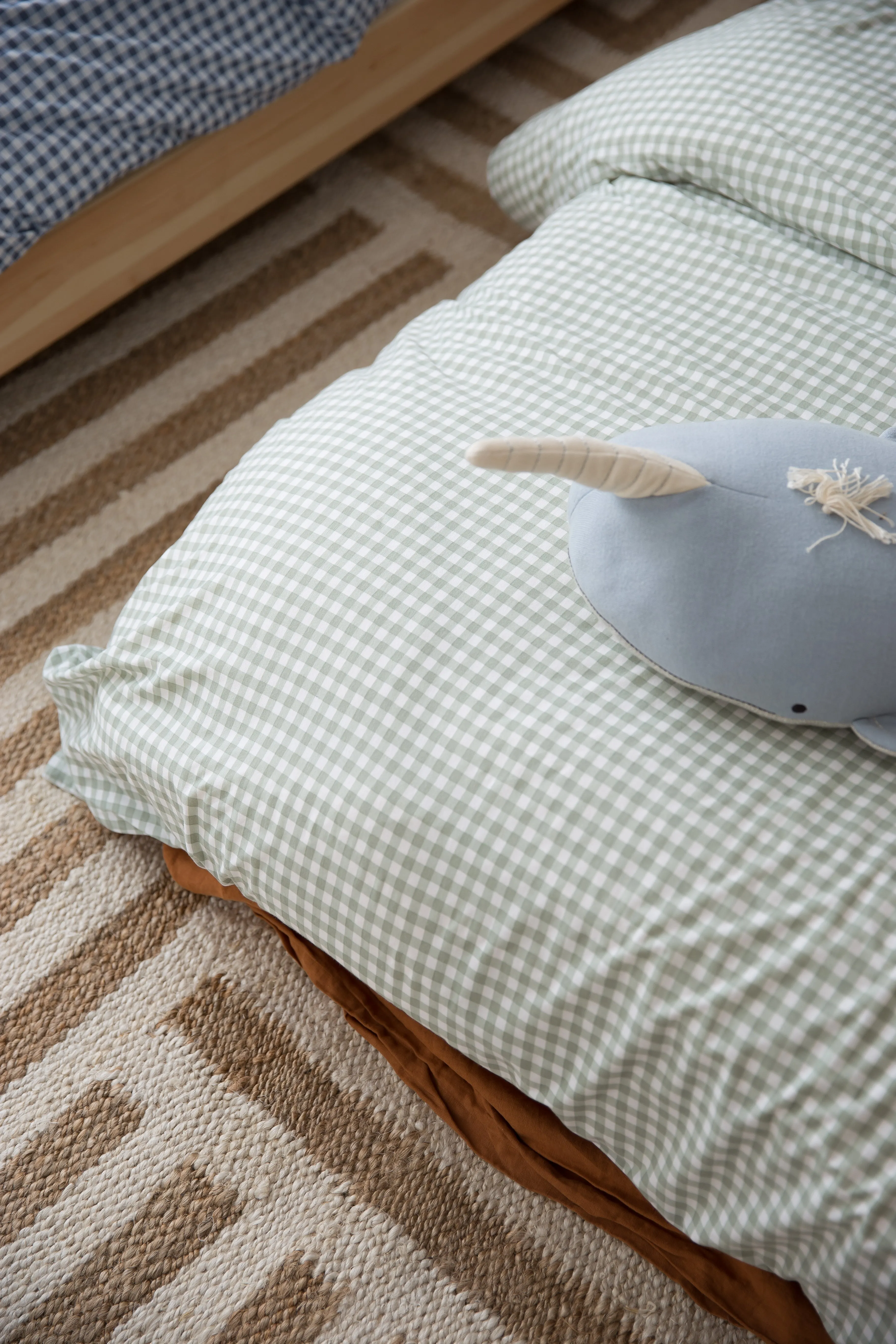 The Midnight Gang Sage Gingham Waterproof Doona Cover