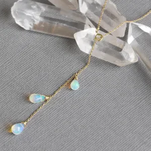 The Opal Cascade Lariat Necklace | 10K Yellow Gold