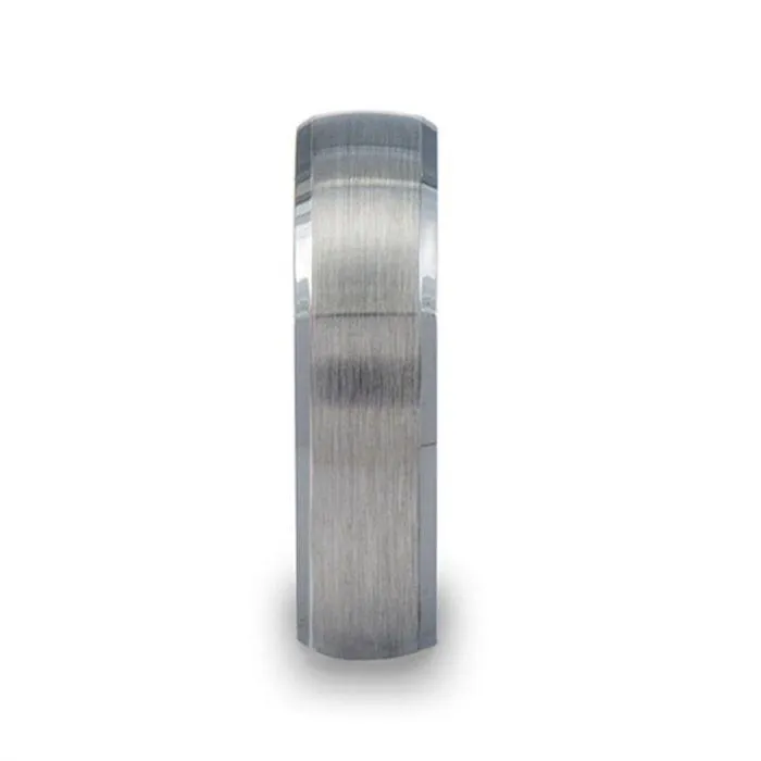 Thorsten POLARIS Domed Brushed Finish Tungsten Ring with Polished Bevels - 6mm or 8mm