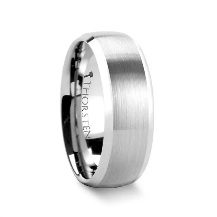 Thorsten POLARIS Domed Brushed Finish Tungsten Ring with Polished Bevels - 6mm or 8mm