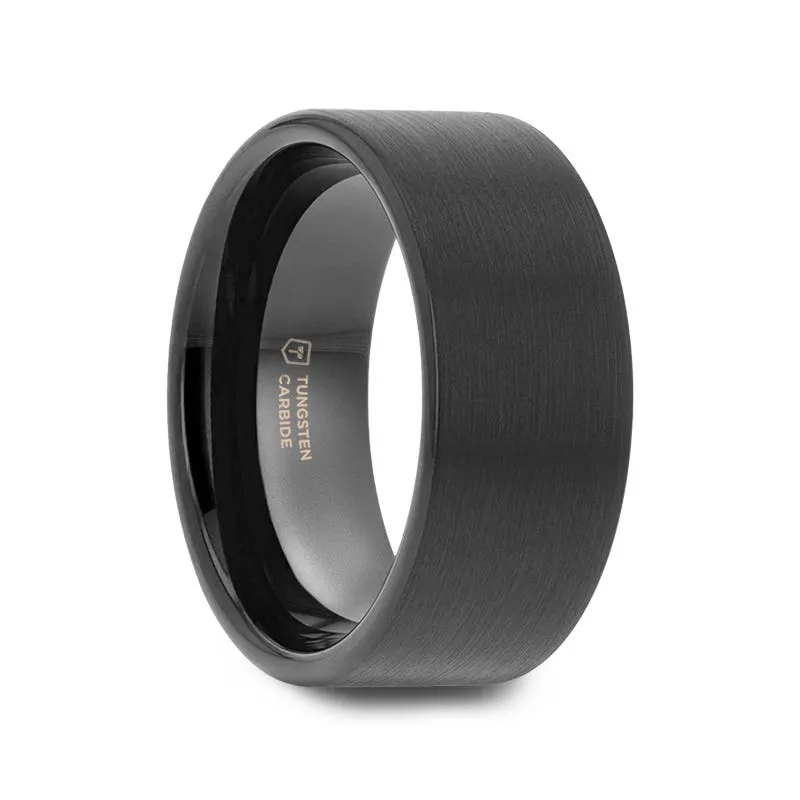 Thorsten SAN ANTONIO Flat Black Tungsten Carbide Band with Brushed Finish - 2mm - 12mm