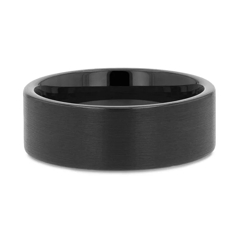 Thorsten SAN ANTONIO Flat Black Tungsten Carbide Band with Brushed Finish - 2mm - 12mm