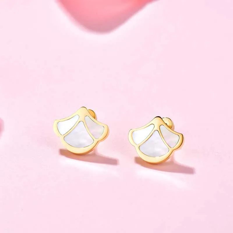 Tulip / Earrings Pearl Gold