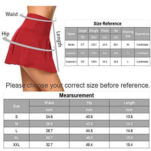 UMINA Active Skort Women Athletic Tennis Skorts for Running Golf Workout Wine Red