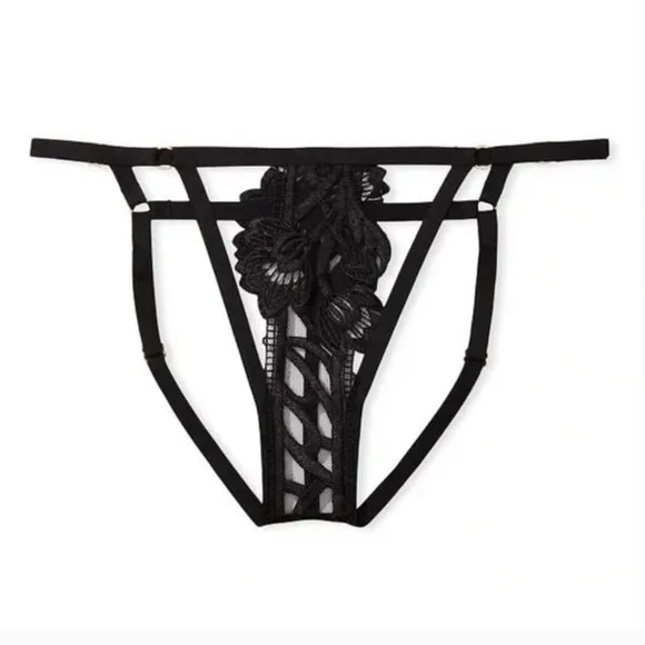 Victoria’s Secret Floral Band Strappy Bikini Ouvert Open Panty XS