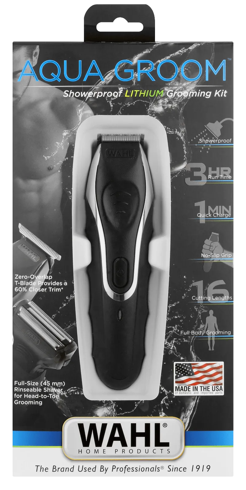 Wahl Aqua Groom Showerproof 16 Piece Lithium Ion Grooming Kit