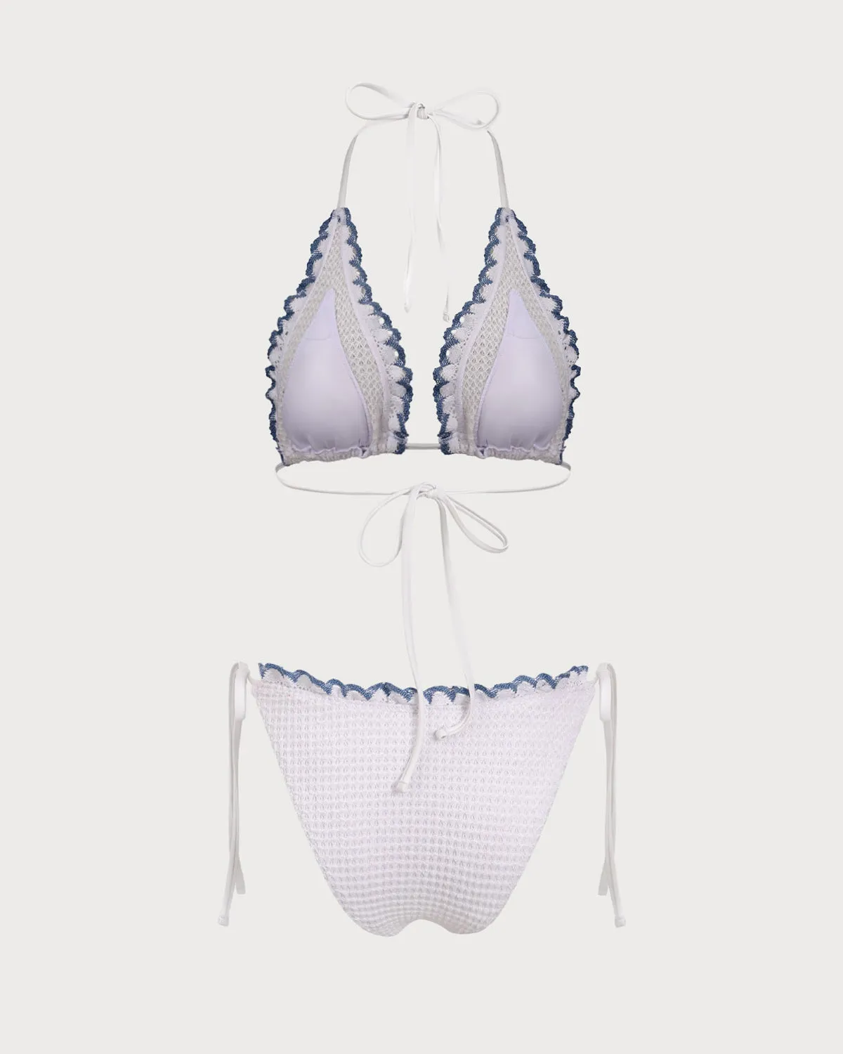 White Contrast Lace Bikini Set
