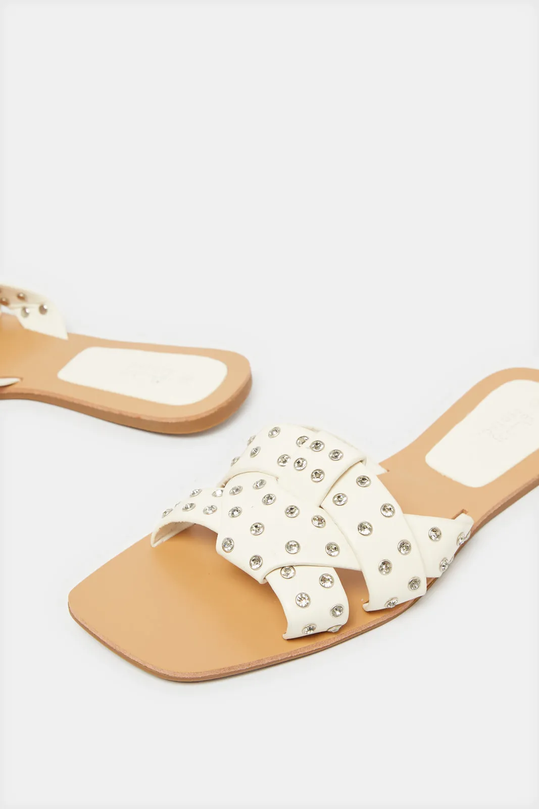 Women Beige Strappy Mule