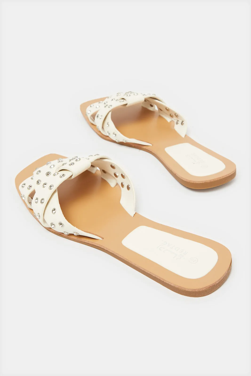 Women Beige Strappy Mule