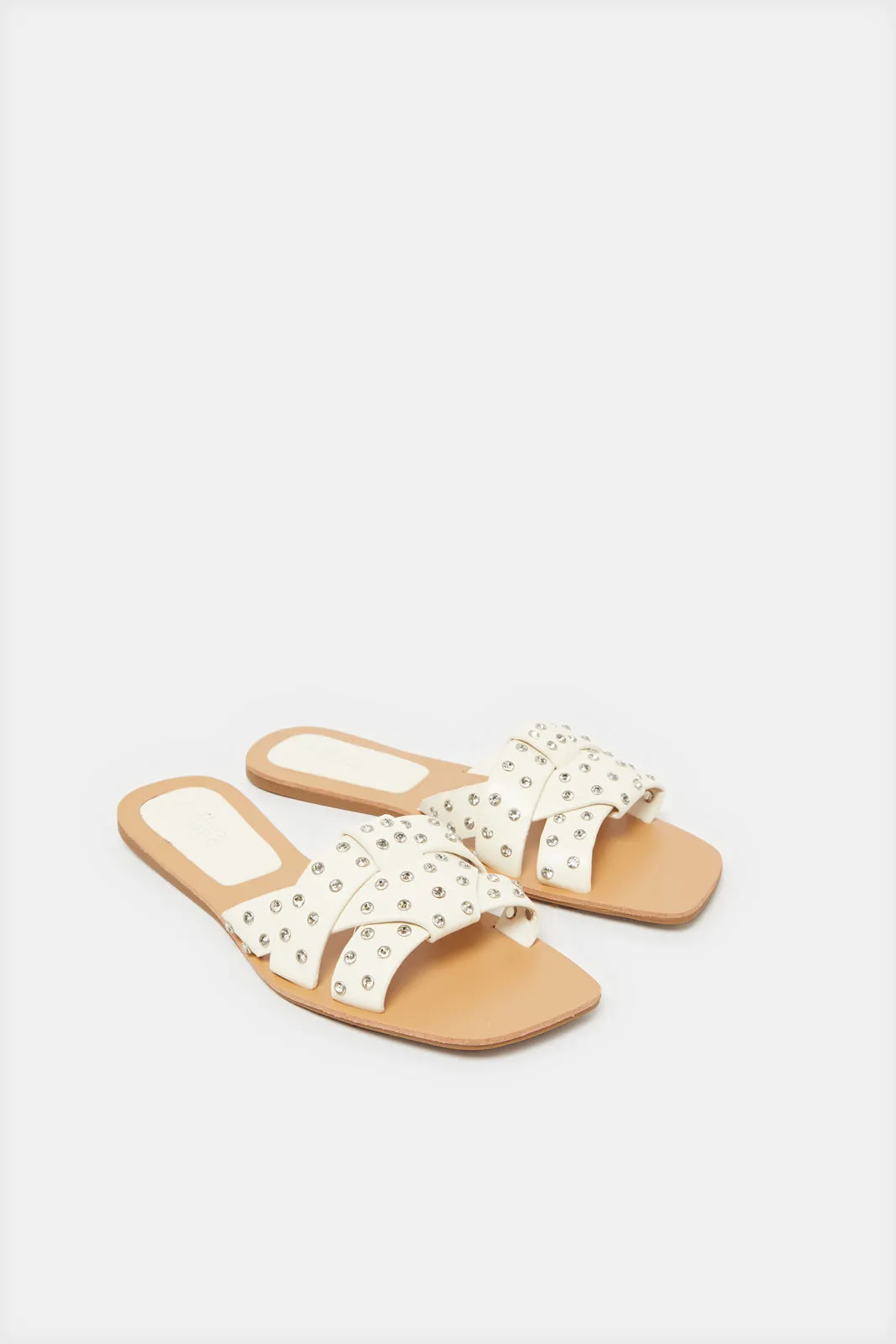 Women Beige Strappy Mule
