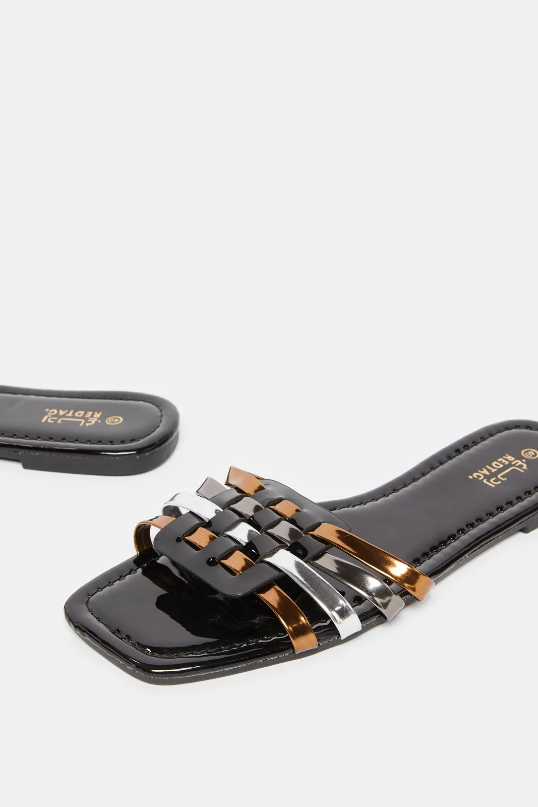 Women Black Strappy Mule