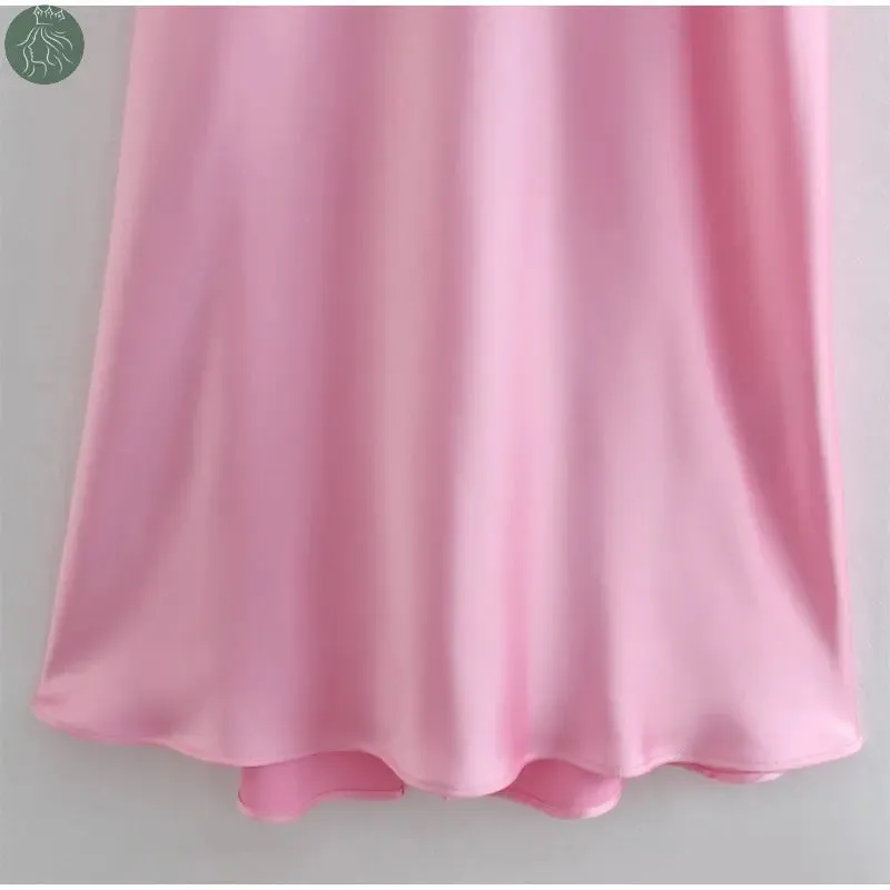 Women Camis Satin Long Dresses Elegant Sleeveless Slip Holiday Party Dresses Sexy Casual Backless Summer Dresses