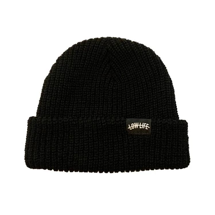 Woven patch fisherman Ribbed Toque