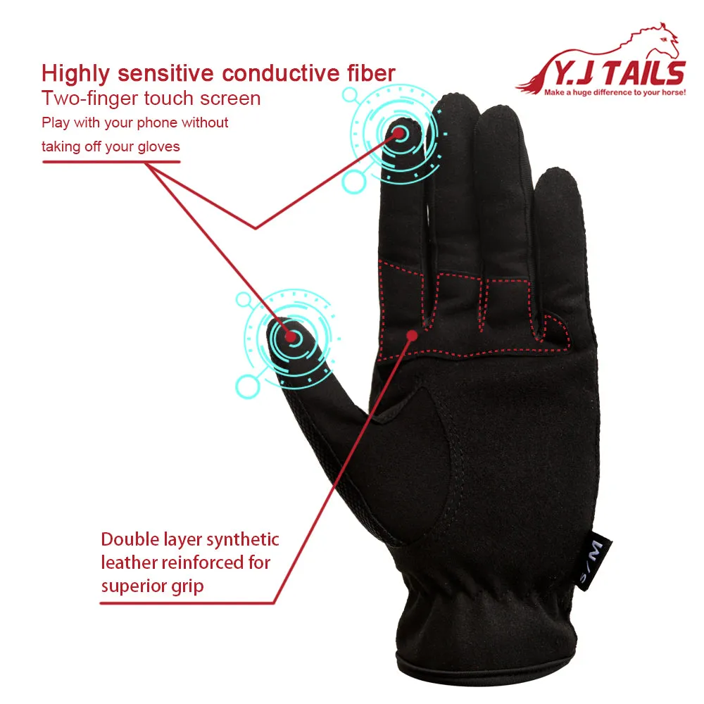 Y.J TAILS Women's Horse Riding Gloves Equestrian Women Ladies Girls